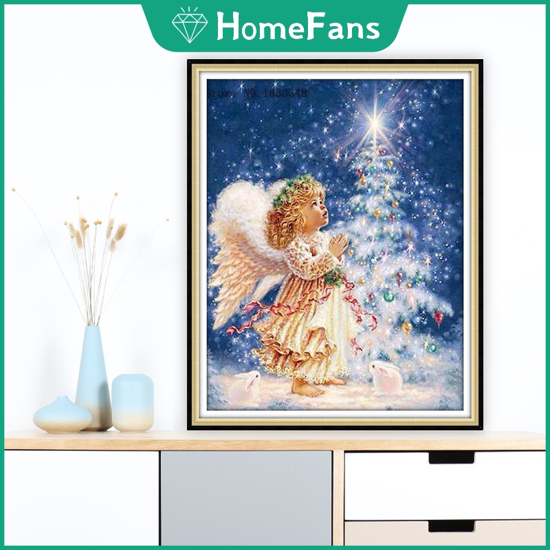 Bộ Tranh Đính Đá 5D Tự Làm 30x40cm / 40x50cm Hình Thiên Thần Đáng Yêu