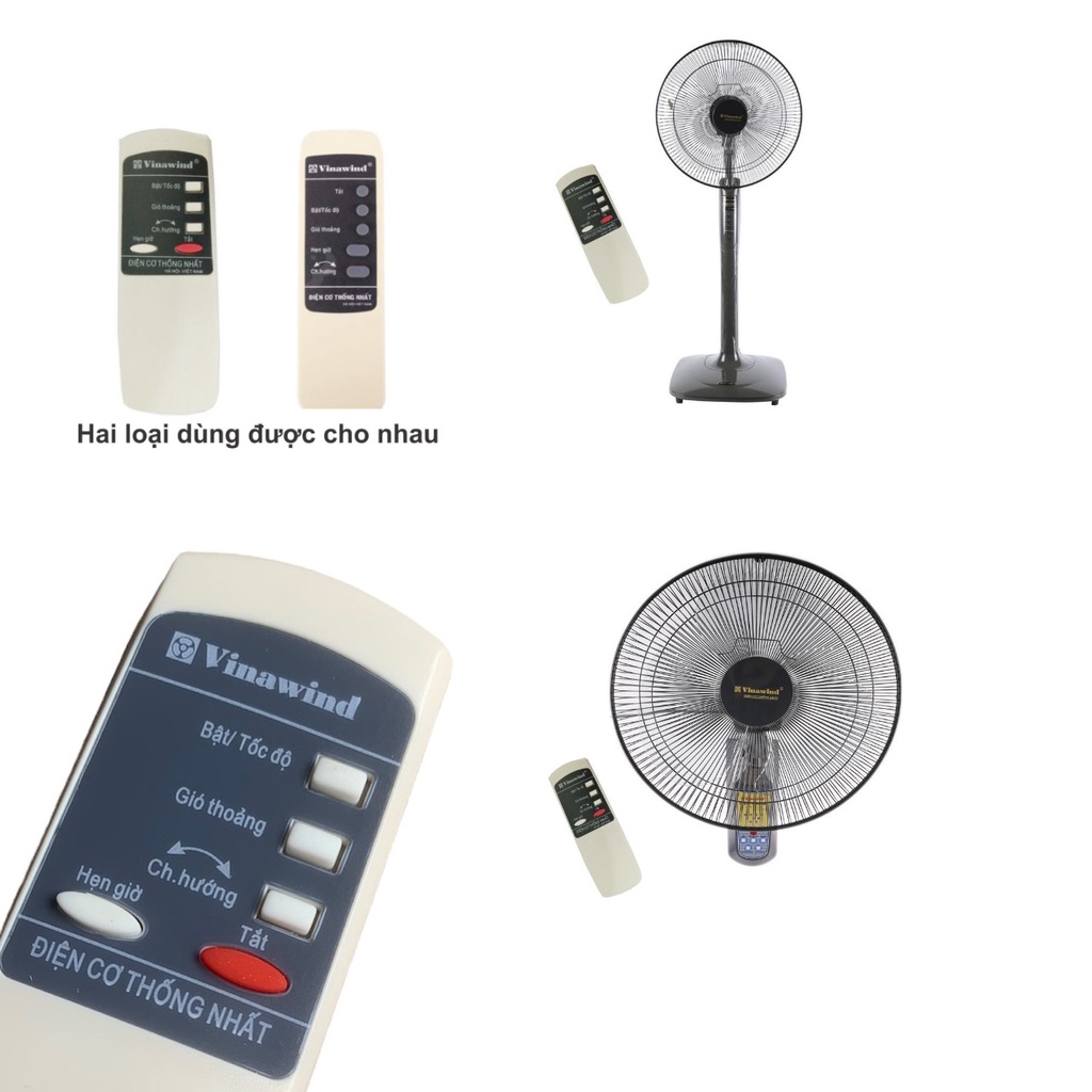 Remote điều khiển quạt cây quạt treo tường Vinawind điện cơ thống nhất - Hàng chính hãng theo máy