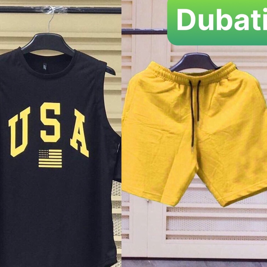 ĐỒ BỘ BA LỖ THỂ THAO NAM USA, SET ĐỒ THỂ THAO PHONG CÁCH SÀNH ĐIỆU- DUBATI FASHION