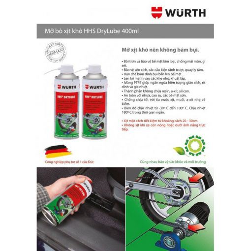 Chai Mỡ Bò Nước Wurth Hhs 2000 Dạng Xịt Bôi Trơn Chịu Nhiệt