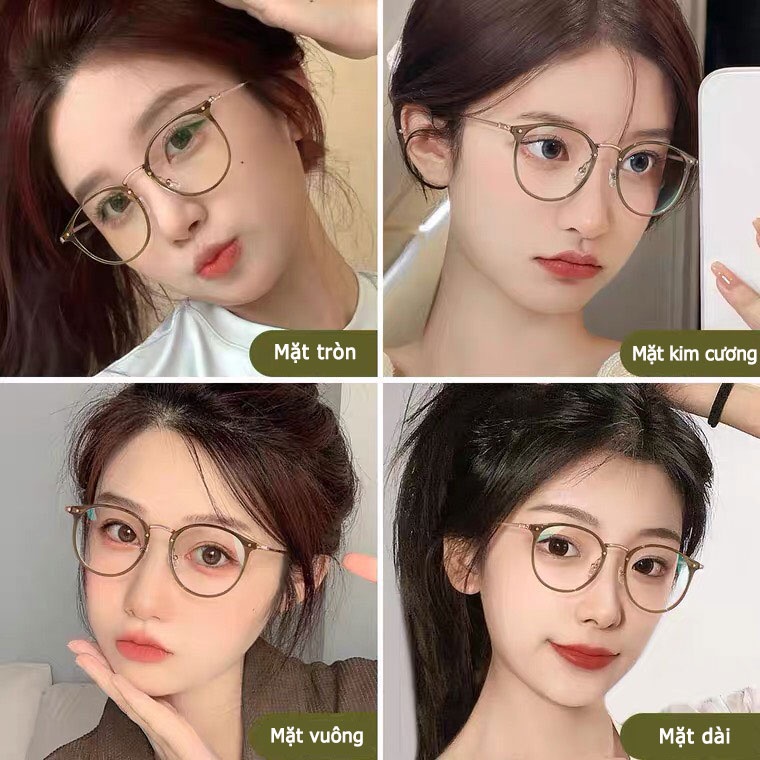 Gọng kính nữ tròn mảnh nhẹ nhựa dẻo kết hợp kim loại cao cấp Emilie eyewear phụ kiện thời trang 01260