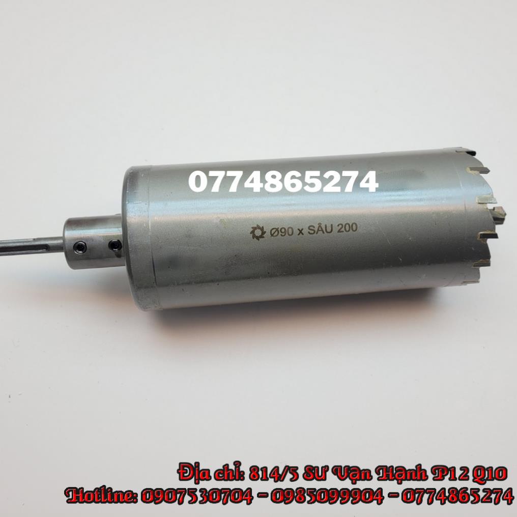 Mũi khoan rút lõi khoét tường gạch sâu Phi 90 x 200 mm không khoan bê tông, không khoan chế búa