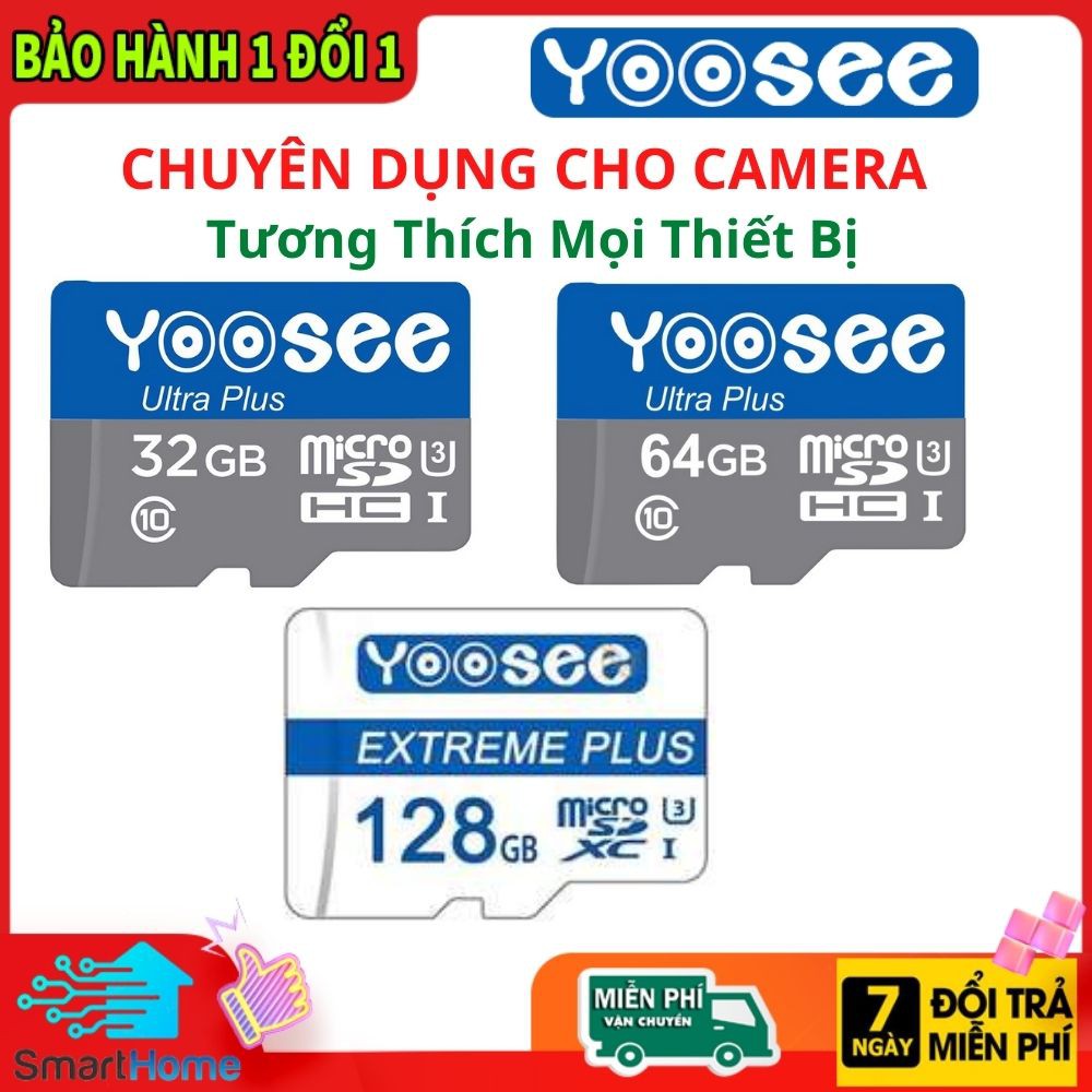 Thẻ nhớ 128Gb/64Gb/32Gb Yoosee chuyên dụng cho CAMERA, Điện thoại, Máy ảnh, Tương Thích Mọi Thiết Bị