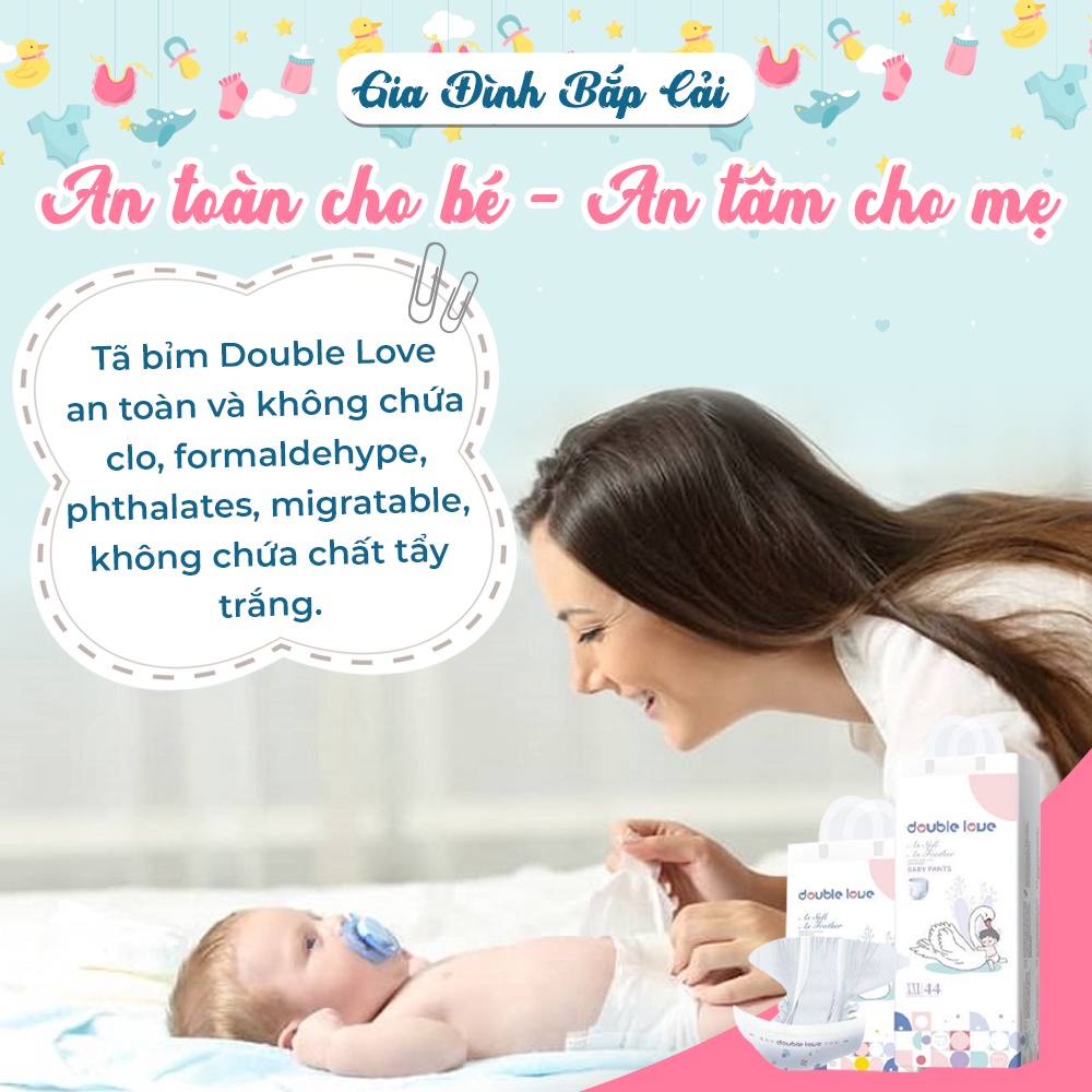 Tã quần Double Love nội địa Trung mỏng, thấm hút nhanh, chống tràn full size M54/L50/XL46/XXL44.