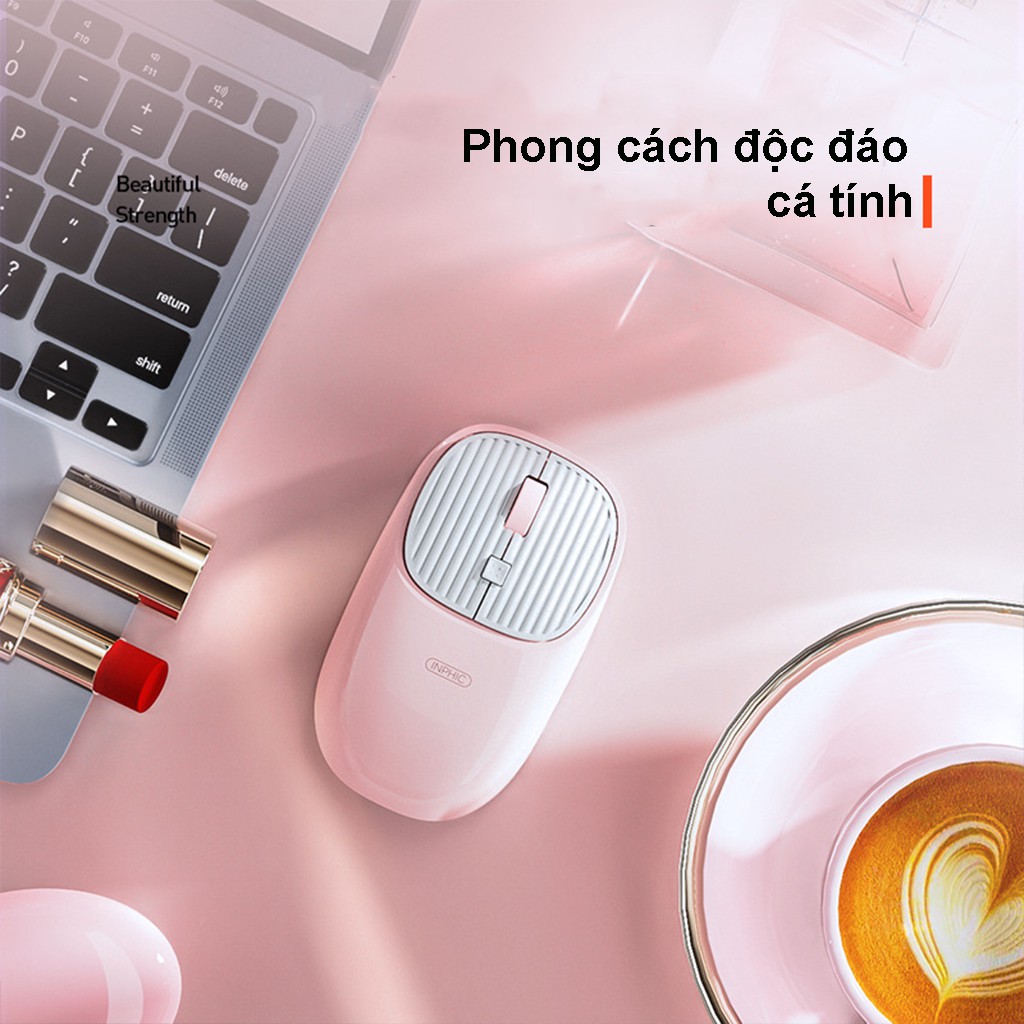 Chuột Không Dây Màu Hồng / Xanh Đen/ Đỏ/ Xanh ngọc  Inphic E8 - Hàng Chính Hãng