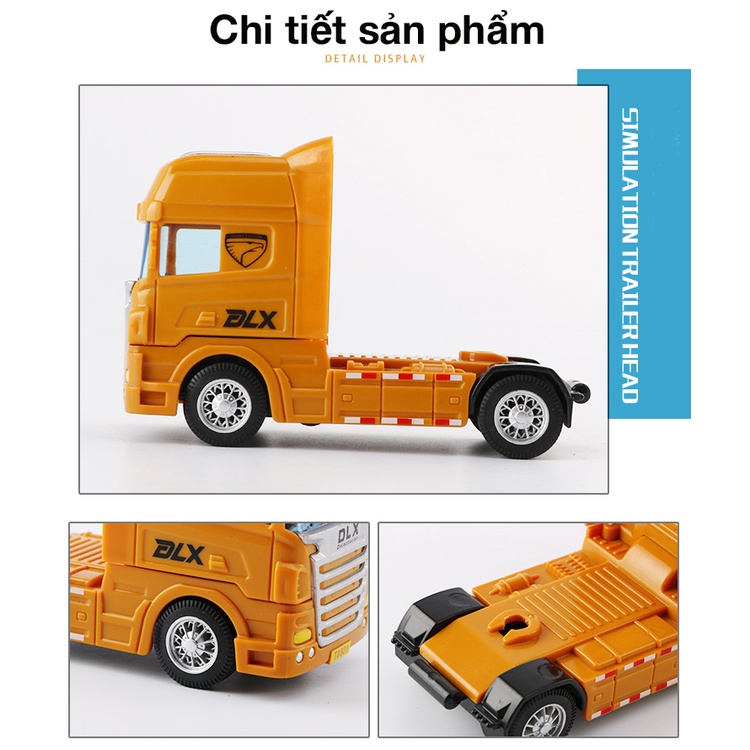 Đồ chơi mô hình xe đầu kéo vận chuyển container gồm 2 cont 20 feet nhiều màu chạy đà
