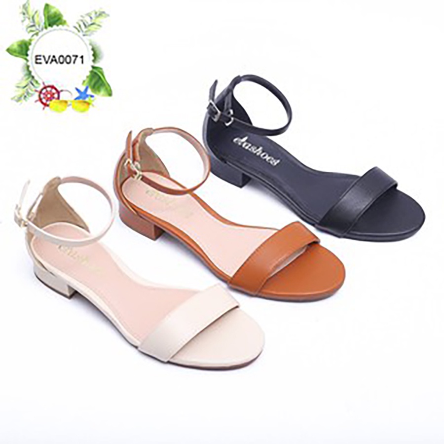 Dép Sandal Nữ Bít Gót Quai Ngang Bằng Da Cao Cấp Đế Thấp 2cm Evashoes - EVA0071