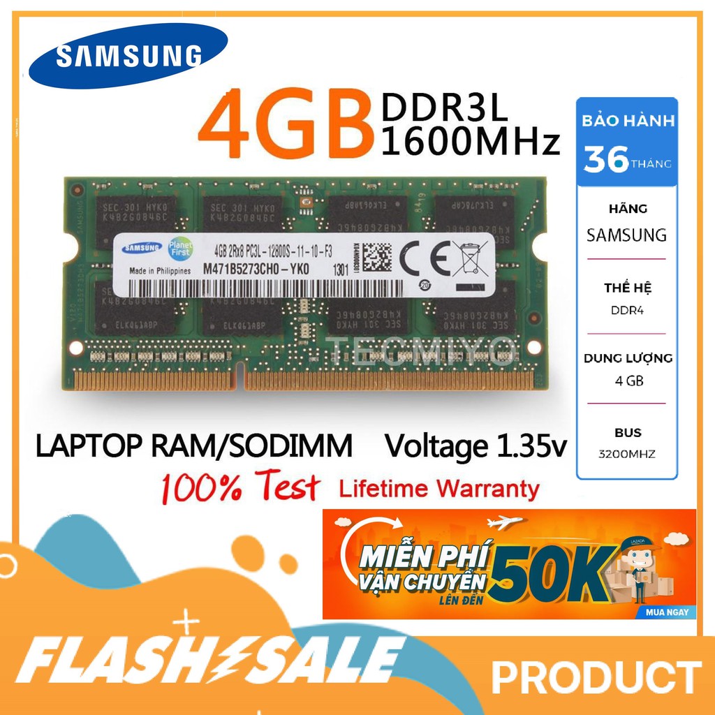 Ram laptop SamSung 4GB PC3L 1600Mhz (PC3L-12800s)