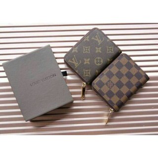 Ví ngắn đựng tiền  ví mini khóa kéo ví VL ô nâu và hoa nâu hàng cao cấp Có Hộp