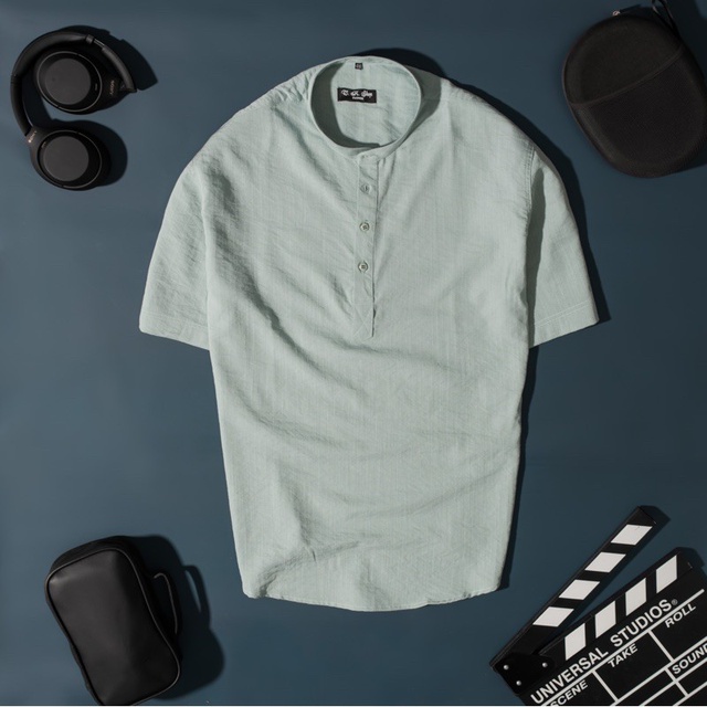 Áo sơ mi đũi cổ trụ tay ngắn BIGSIZE nam < 125kg