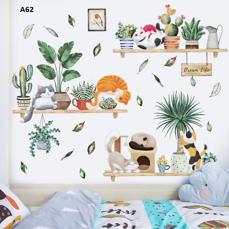 Decal dán tường Kệ cây A62 - Decal dán tường Hàn Quốc