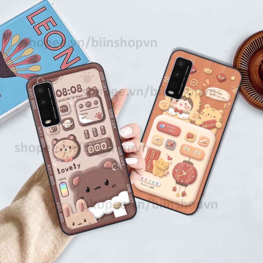 Ốp Vivo Y20 in 3D icon gấu nổi siêu xinh, siêu đáng yêu, cá tính phong cách