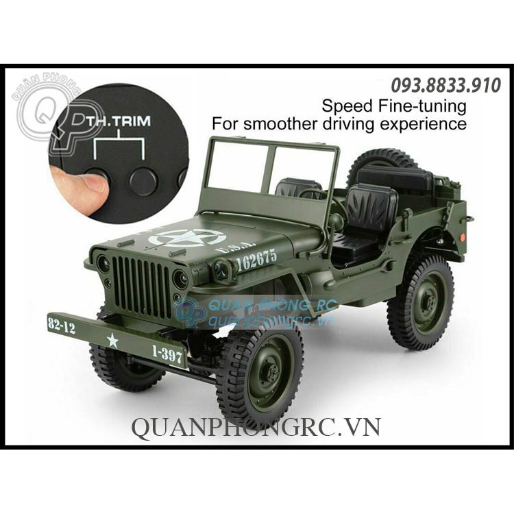 xe C606 Jeep 1:10 2.4G 4WD RC Off Road Military Climbing (tặng kèm bạt phủ)