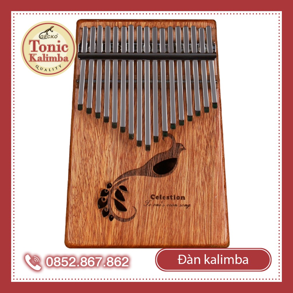 [Mẫu mới] Đàn kalimba 17 phím chim Khổng Tước cao quý Am6 vang ấm Tặng búa chỉnh âm