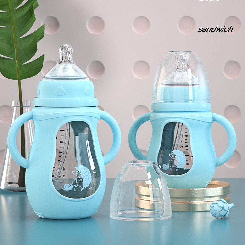 Bình Nước Thủy Tinh 150ml / 240ml Có Ống Hút Tiện Dụng Cho Bé