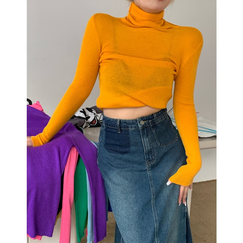 Áo Len Tay Dài Cổ Lọ Màu Sắc Ngọt Ngào Thời Trang