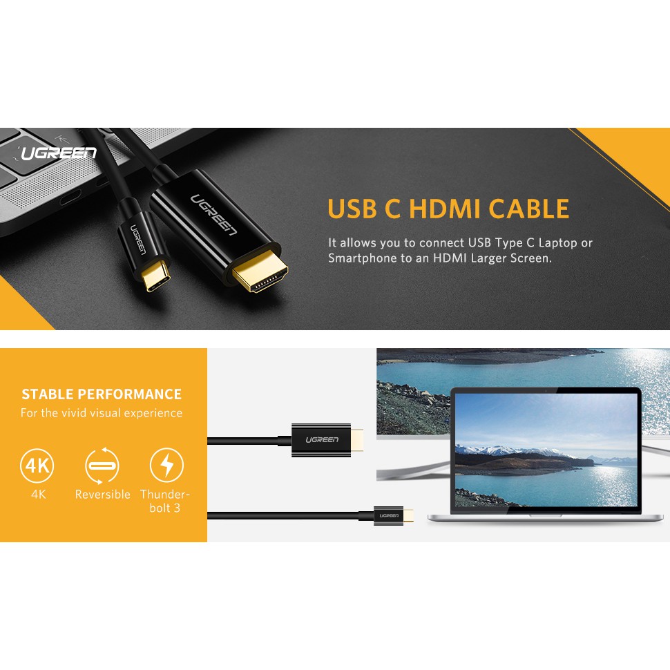 Cáp chuyển đổi USB-C sang HDMI UGREEN MM121 - Hàng chính hãng