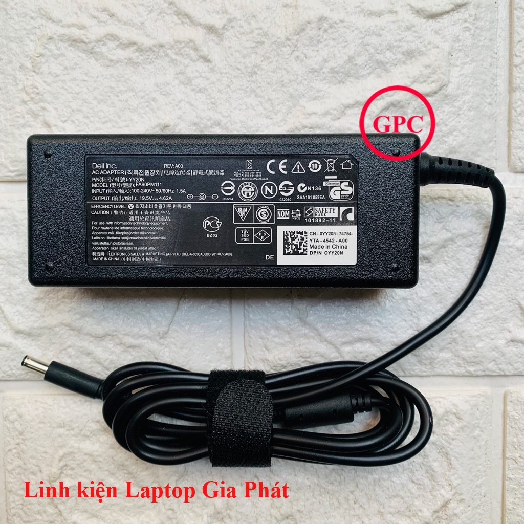 Sạc Dell Chân Kim Nhỏ 19v-4.62A dùng cho mã card rời Chất lượng cao - Nhập Khẩu - Tặng kèm dây nguồn