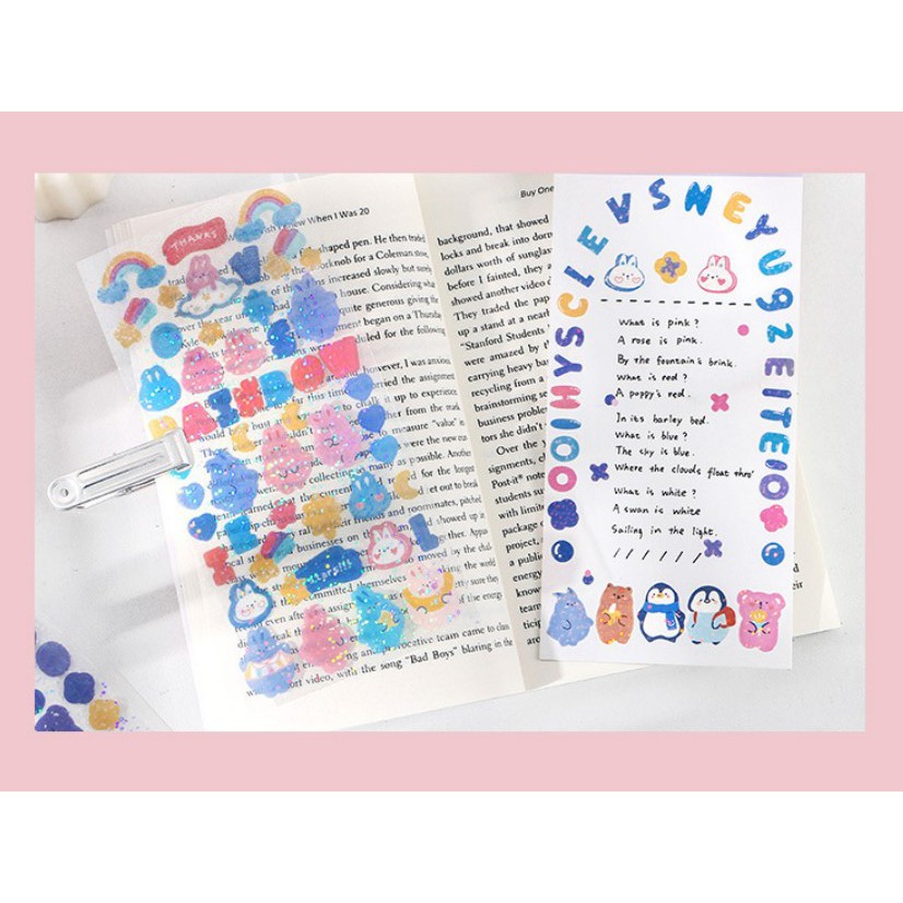 Sticker dễ thương bling bling hello sticker ánh kim tuyến xinh xắn - Be Tiny