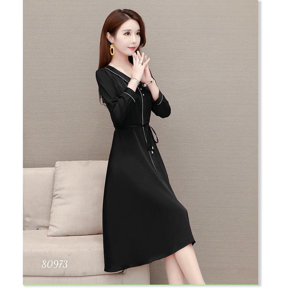 ĐẦM SUÔNG NỮ CỔ LÁ SEN TAY DÀI SANG TRỌNG LỊCH THIỆP