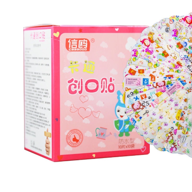 Hộp 100 miếng băng keo cá nhân HÌNH THÚ cute cho bé - Băng dán y tế Urgo hoạt hình hộp 100 miếng chống thấm nước tốt