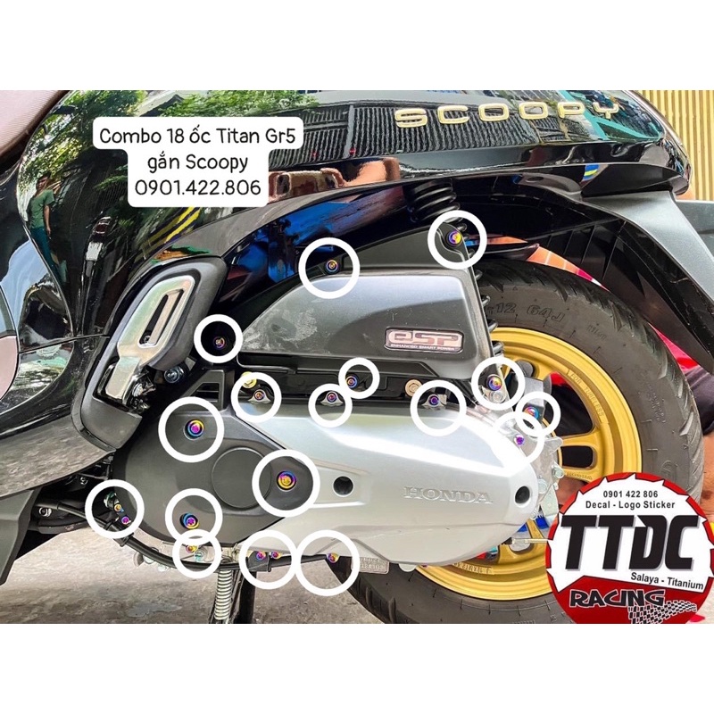 Combo 18 Ốc Titan Gr5 Gắn Xe Scoopy như hình ✌