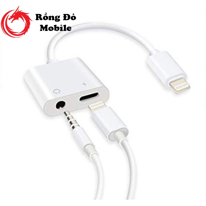 Cáp Chuyển Đổi Lightning Sang 3.5mm 2 Trong 1 Cho Iphone Giắc Chia Cổng Cho iPhone 7/8/X/11 Thành Cổng Sạc + Tai Nghe