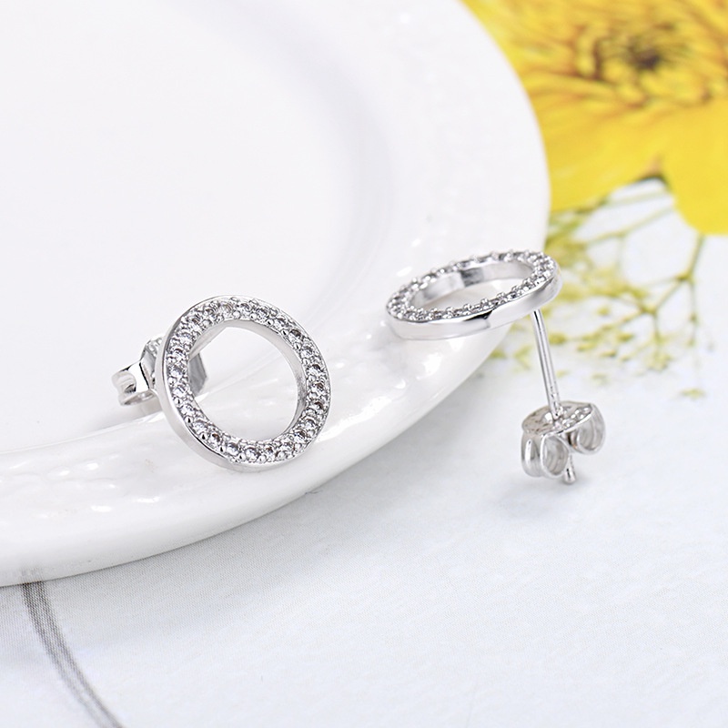 Nữ thời trang Hàn Quốc Bông tai Rhinestone Cá tính Bông tai Stud tròn
