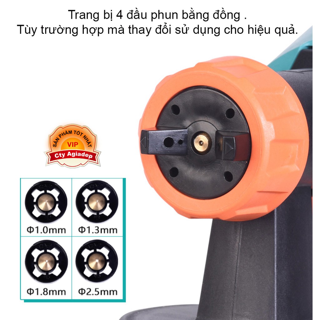 Máy phun sơn siêu xịn PowerAction 1200W Loại to mạnh mẽ (1 Bình kim loại 1 Bình nhựa 4 đầu phun) SG9620ST