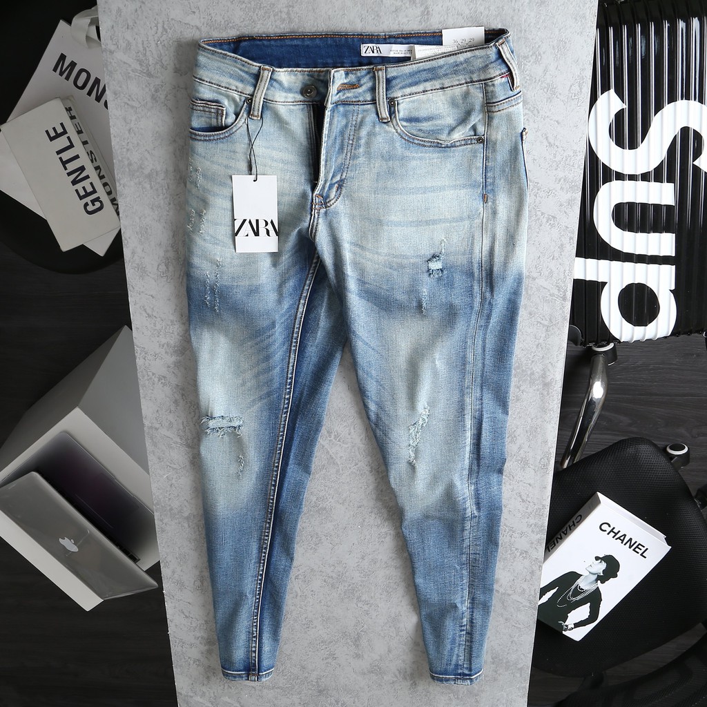 QUẦN JEAN NAM ZARA MEN RÁCH XƯỚC Skinny hàng xuất xịn Cao Cấp Co giãn