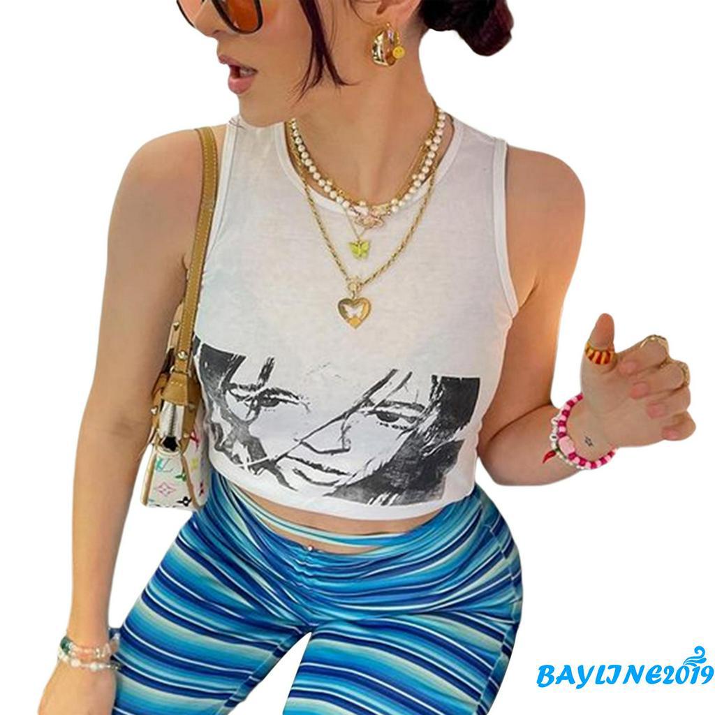 Áo Lửng Hai Dây In Họa Tiết Trẻ Trung Quyến Rũ Dành Cho Nữ