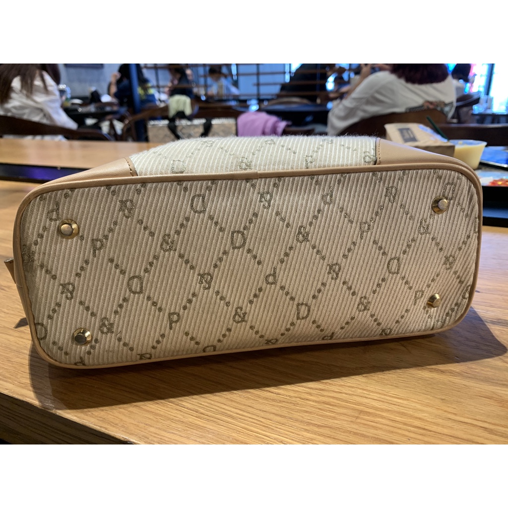 Túi xách tay vải phối da hiệu PINKY & DIANNE