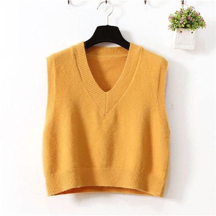 Áo Dệt Kim Nữ Sát Nách Cổ Chữ V Màu Trơn Thời Trang