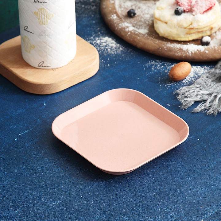 Set 8 đĩa lúa mạch sâu lòng màu Pastal siêu xinh, đĩa lúa mạch hình vuông đựng thức ăn hoa quả bánh kẹo đa năng