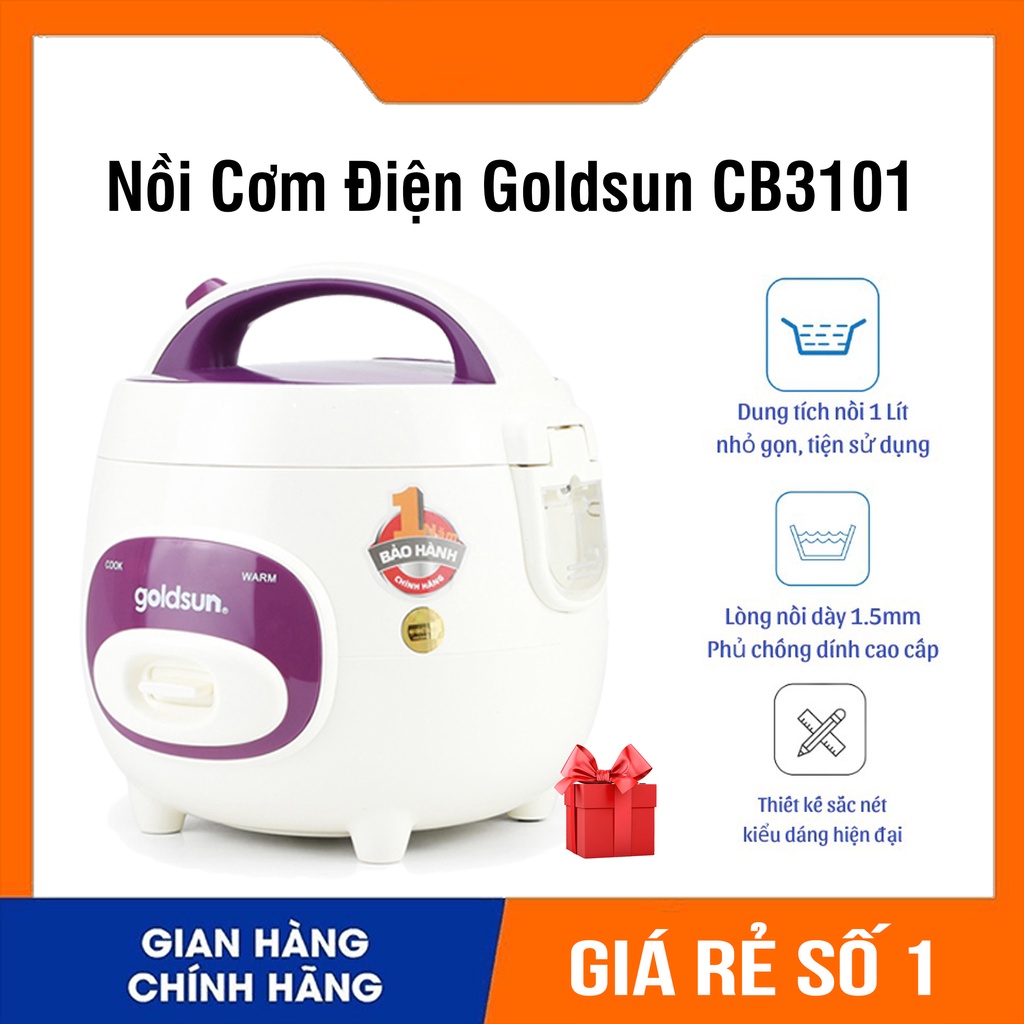 Nồi Cơm Điện Goldsun CB3101 dung tích 1L, nồi cơm điện đa năng chính hãng - Bảo hành 12 tháng, 1 đổi 1 trong 7 ngày