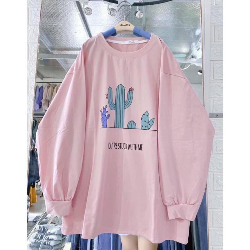 [Xả Kho 06]Áo Thun Tay Dài Nữ Form Rộng Thu Đông❤️SWEATER Cổ Tròn In Hình Hoạ Tiết Freesize Ulzzang Hottrend 2021