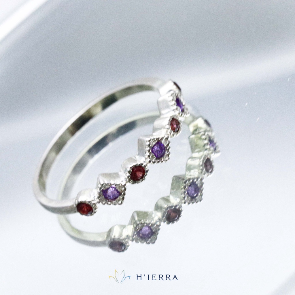 Nhẫn Bạc Nữ H'ierra Air Ring Twins đai hai loại đá cao cấp | BST Down-To-Earth