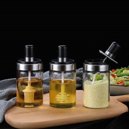 Hũ Đựng Gia Vị Thủy Tinh Kèm Thìa Thông Minh