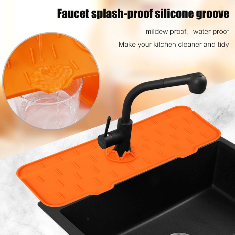 1 Tấm Đệm Silicone Gắn Vòi Nước Bồn Rửa Chống Văng Có Thể Giặt Sạch