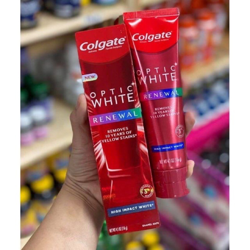 Kem đánh răng colgate optic white renewal 116g của Mỹ