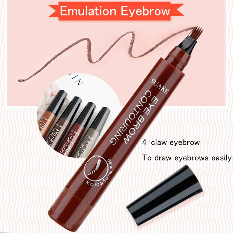 Bút kẻ lông mày dạng lỏng 4 ngòi nhỏ chống thấm nước lâu trôi
