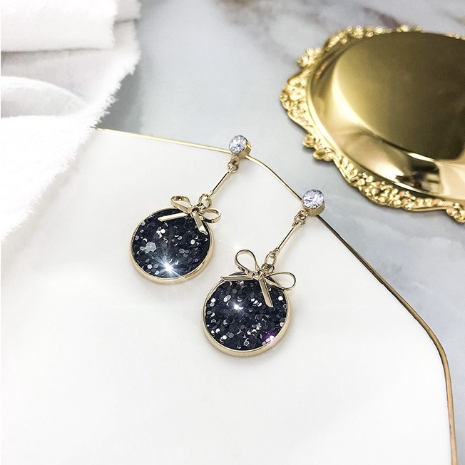 Korean bow pendant earrings