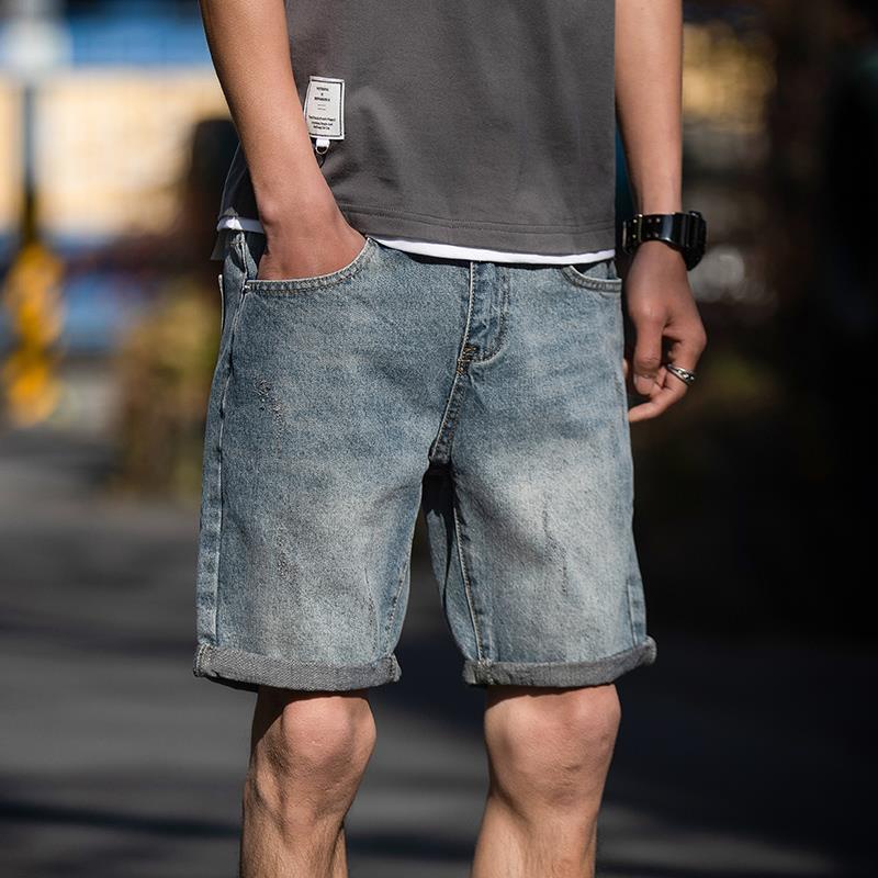 Quần Short Denim Mỏng Dáng Rộng Kiểu Retro Cá Tính Cho Nam Dễ Phối Đồ