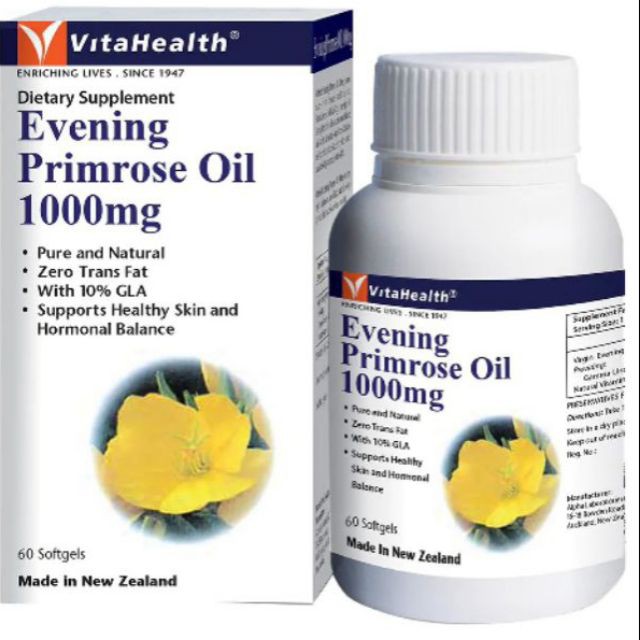 Viên Uống Đẹp Da Tinh Dầu Hoa Anh Thảo Vitahealth Evening Primrose Oil 1000Mg - Hộp 60 Viên