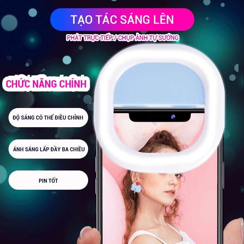 [HÀNG CÓ SẴN] Đèn LED Selfie Đèn Gắn Điện Thoại Chụp Hình Tự Sướng Livestream Tiện Lợi