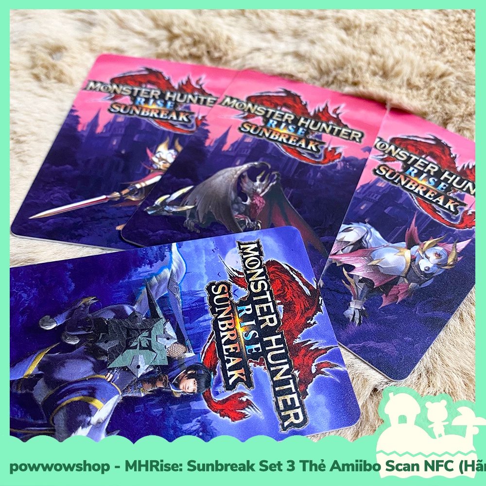 [Sẵn VN - Hỏa Tốc] MHRise: SunBreak Set 3 Thẻ Amiibo Scan NFC Cho Game Monster Hunter Rise DLC Sunbreak Nintendo Switch