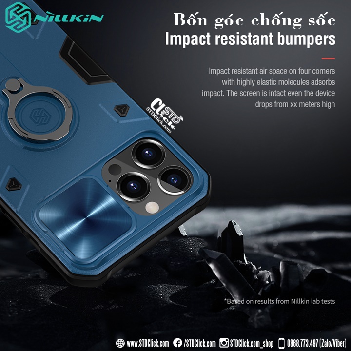 ỐP LƯNG IPHONE 13 PRO MAX - 13 PRO - 13 NILLKIN CAMSHIELD ARMOR CHỐNG SỐC BẢO VỆ CAMERA CHÍNH HÃNG