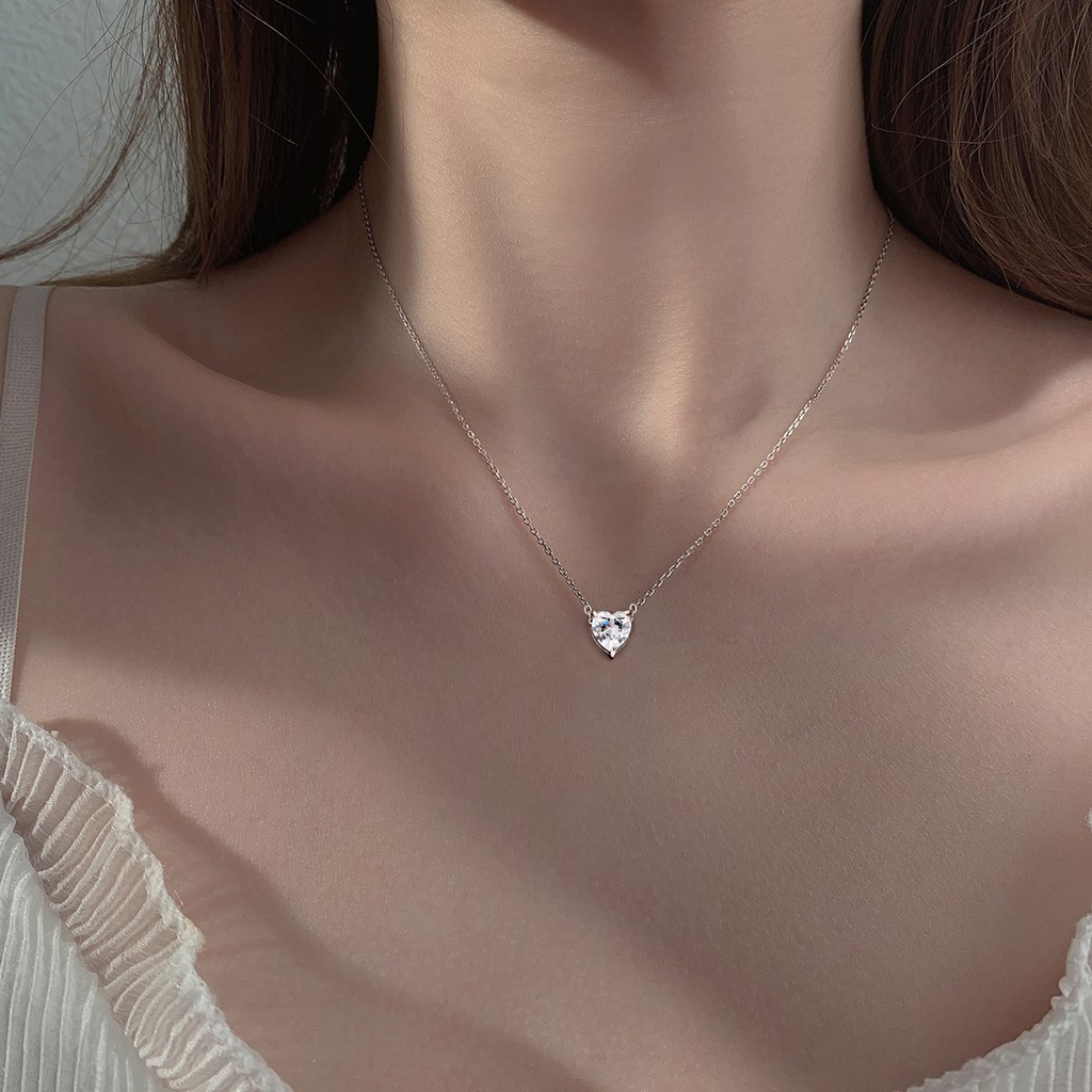 Dây chuyền đính đá zircon thiết kế đơn giản cho nữ
