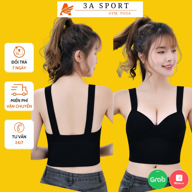 Áo croptop nữ tập gym yoga thể thao hở lưng chữ U 2 dây không gọng có đệm nâng ngực gợi cảm co giãn Freesize