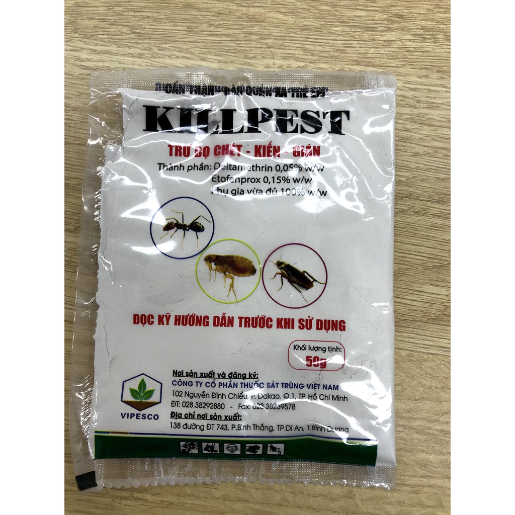 Bột trị ve chó, mèo, bọ chét KILLPEST 50gram